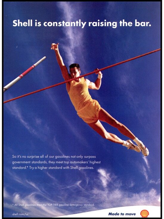 2006 Shell Oil Gasoline Gas Vintage Print Ad Pole Vault Raise the Bar Wall Art